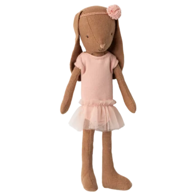 Maileg Bunny size 1, Chocolate brown - Ballet suit and skirt rose