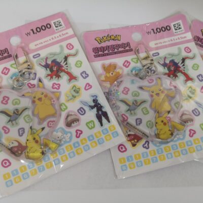 POKEMON WATER KEY RING DECORATION WITH VARIOUS POKEMON STICKERS POKEBALL PINK