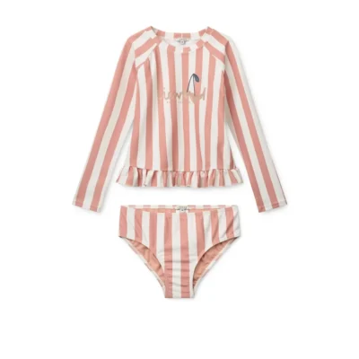 Liewood Dagny Striped Swim Set Coral blush / creme de la creme stripe size 128 (8Y)